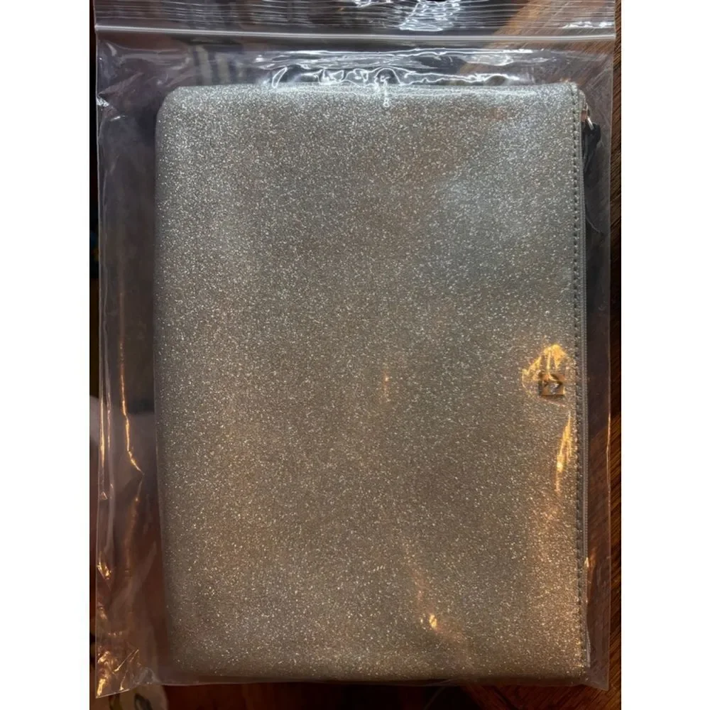 Kate Spade Mavis Street Gia Silver Glittery Pouch Clutch Bag • Fully Lined VGUC